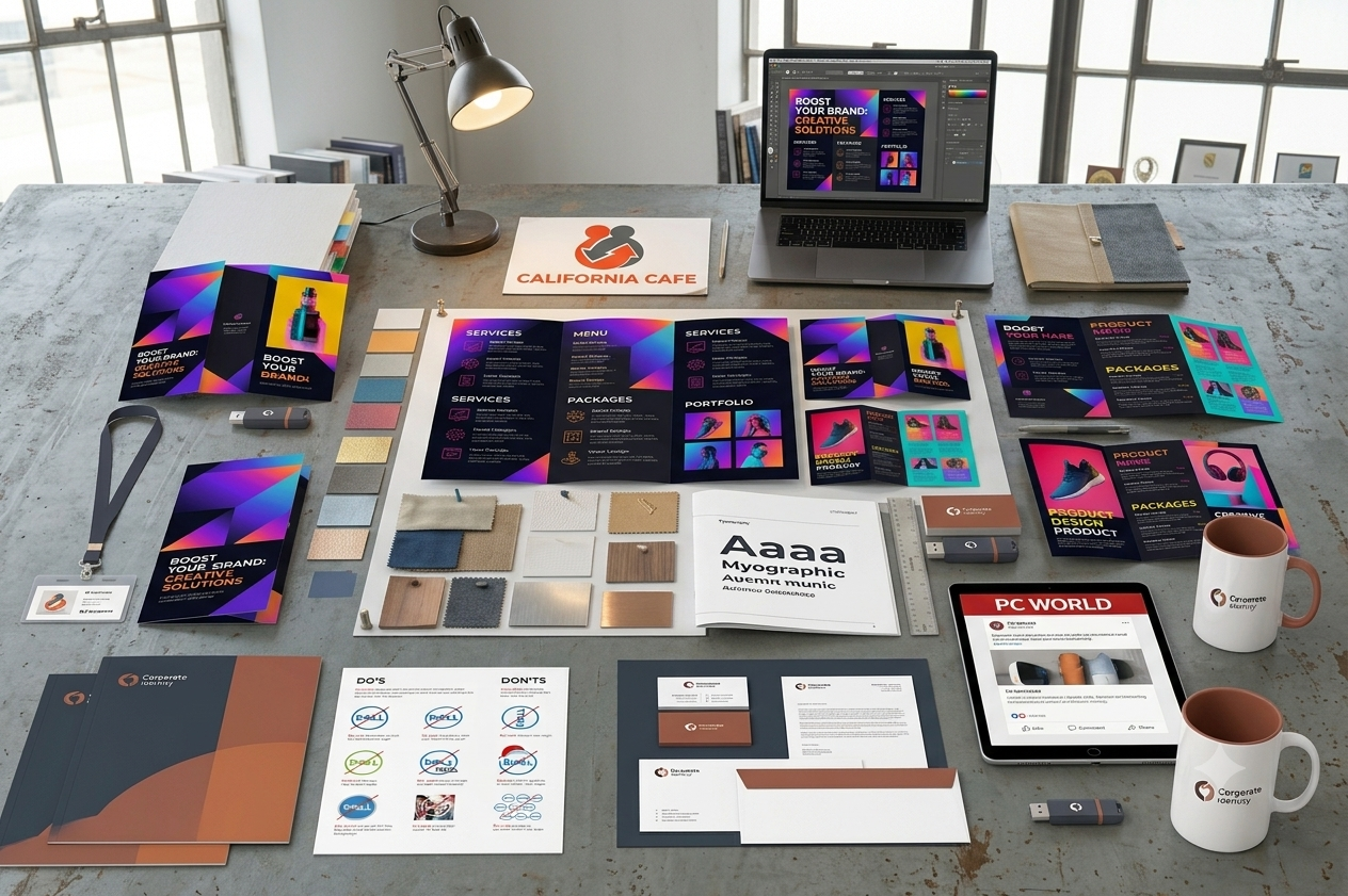 High contrast color promotional pamphlet catalog mockup